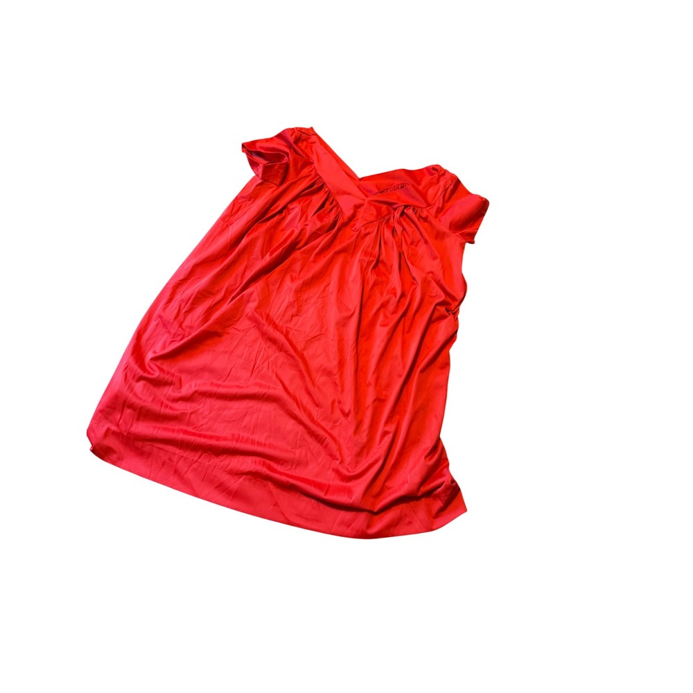 Shadowline Vintage Red Nightshirt Babydoll Sleepwear V-Neck Short Sleeve Medium